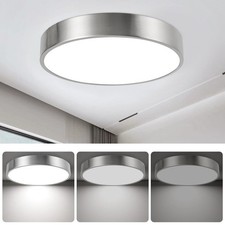 13inch Round Bathroom Ceiling Lighting Fixture, Overhead Polished Brushed Nic...