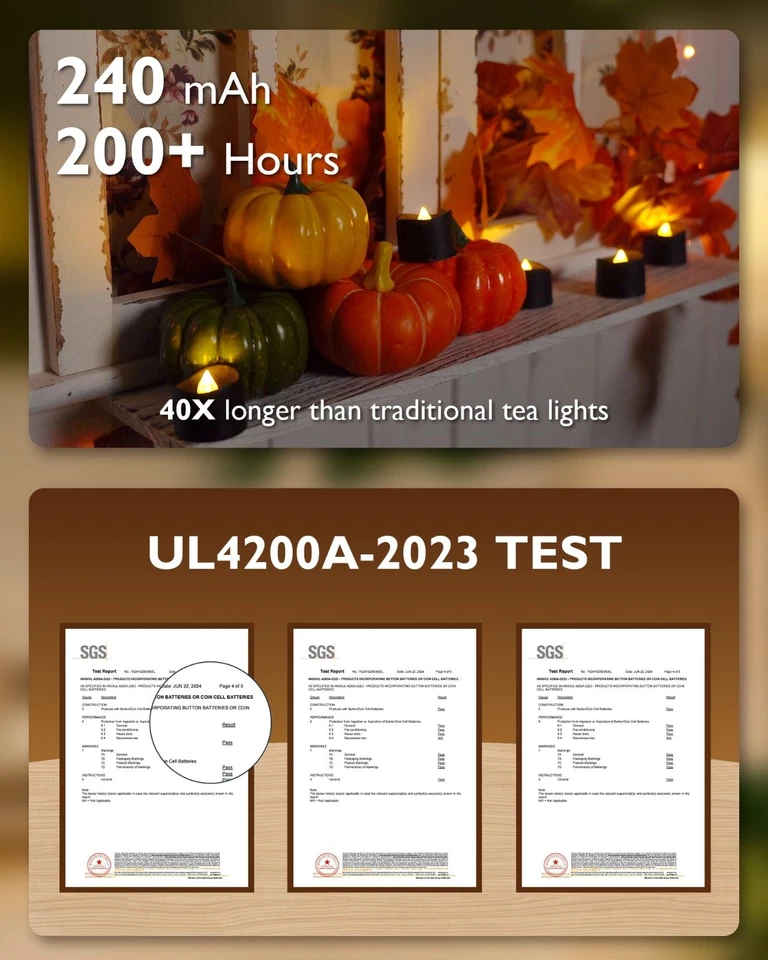 24-Pack Battery Operated LED Tea Lights, Flickering Flameless Candles for Decor - Image 3 of 4