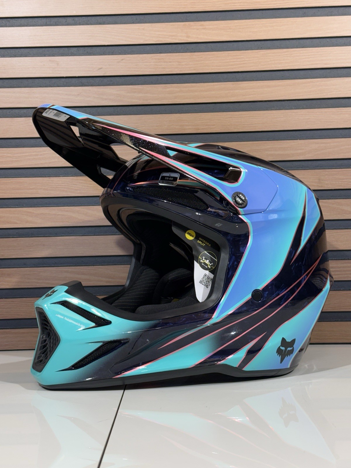 Fox Racing V3 RS Carbon Canvas Helmet Teal / Blue  - Large