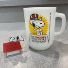 VTG Put Snoopy In The White House 1980 Anchor Hocking Mug + Pencil Sharpener