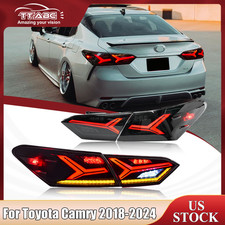 Smoked Lens Led Tail Lights Fit For Toyota Camry Sedan 2018-2024 Rear Light Drl