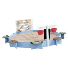 Kids Large Wooden Sandbox with Lid 85 Inch Play Sandpit with Six Seats for