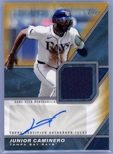 2026 Topps Series 1 Auto Game Used Relic Junior Caminero MLMA-JC /50 Gold Rays