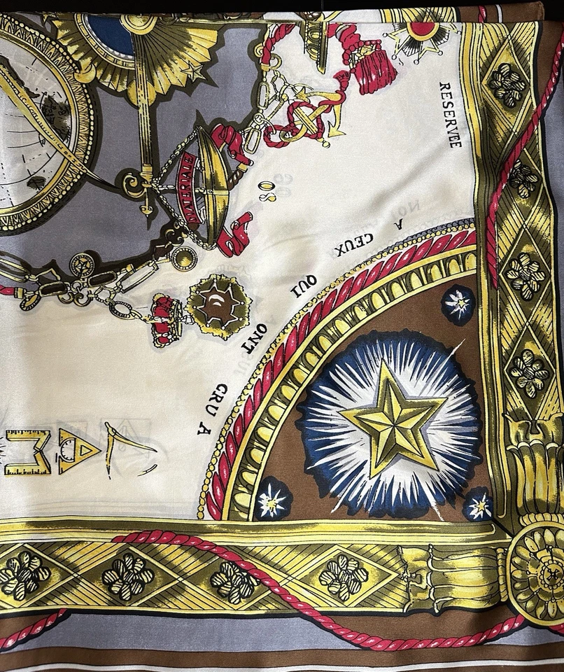 "Bufanda de seda pura diseño barroco grande 42"" bordes enrollados a mano" Foto 2 de 4