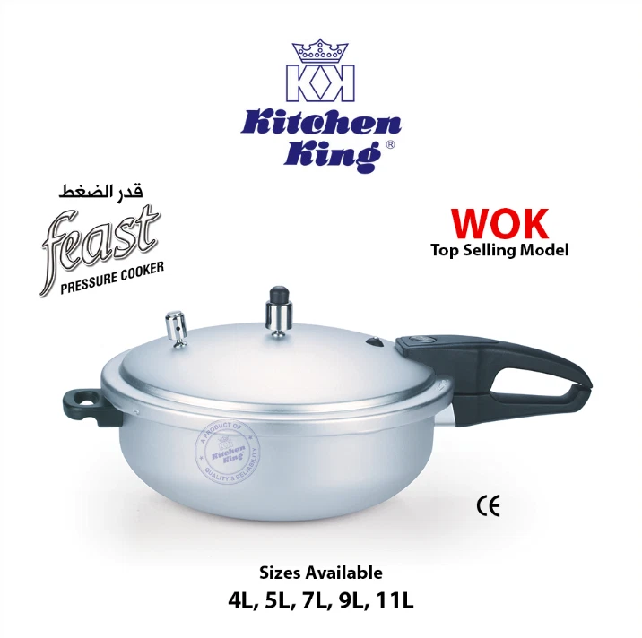 Kitchen King | Feast Wok Pressure Cooker (Karahi Style) | Heavy Gauge Aluminum
Opens in a new window