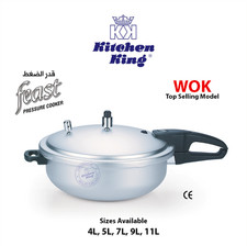 Kitchen King | Feast Wok Pressure Cooker (Karahi Style) | Heavy Gauge Aluminum