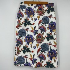 J Crew Re-Imagined White Lined Floral Skirt Size 6 New