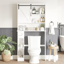 Over The Toilet Cabinet Bathroom Storage with Sliding Door Toilet Paper Holder