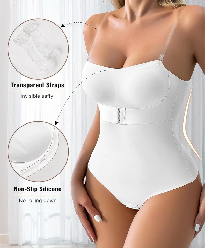 Body feminino modelador sem alças triângulo controle de barriga tamanho G - Imagem 3 de 4