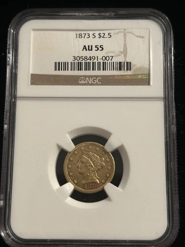 SASA 1873-S $2.50 Liberty Gold Quarter Eagle AU-55 NGC