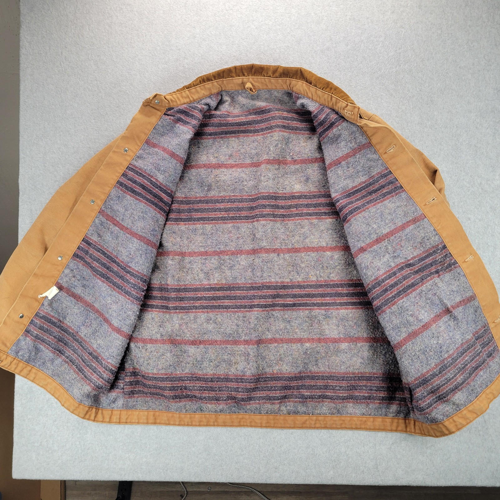 VTG Blue Bell Brown Tan Canvas Blanket Lined Chore Jacket Size 46 Detroit