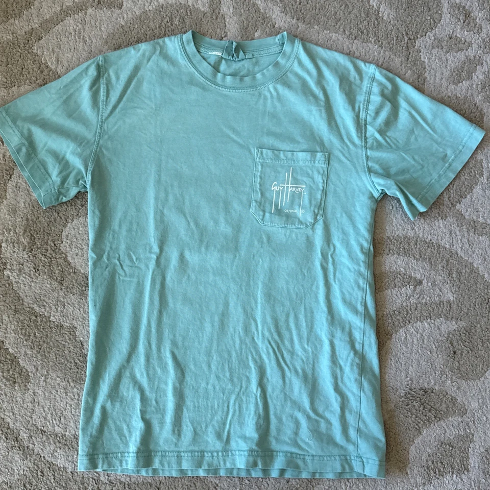 Guy Harvey Aftco Short Sleeve Tee Shirt Size Small Blue Green Marlin - Image 3 of 4