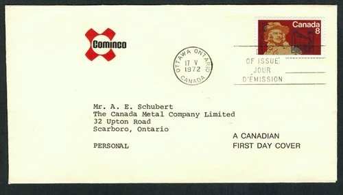 Canada #561, 1972 8¢ Frontenac Cominco cachet FDC, VF