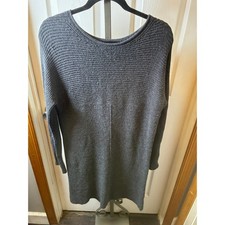 Caslon Womens Charcoal Gray Mixed Ribbed Knit Long Sleeve Sweater Dress Size M