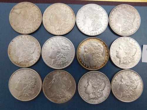 15 Morgan silver dollar lot pre 21 90% AU+