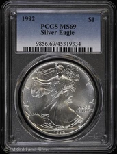 1992 $1 American Silver Eagle PCGS MS 69 | Uncirculated UNC BU