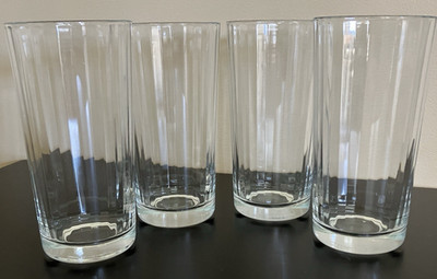 2011 PASABAHCE ''ILLUSION'' Clear Vertical Ribbed 5 3/8'' Glasses   8 oz   Set of 4