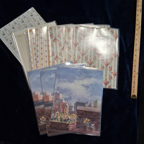 16 Pc Vintage Scrapbooking Cardstock Paper Lot 12x9 Floral City Terrace 0.52 lb