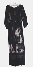 Vintage Hawaiian Sun Fashions Hand Blockdruck 1950er Pake Muu UK8ish - atemberaubend