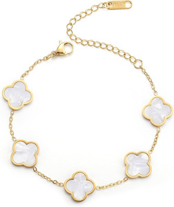 Authentic 18K Gold Plated Clover Bracelet for Women Four Leaf Lucky Link Jewelry