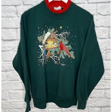 Vintage Jerzees Morning Sun 90s Cardinal Sweatshirt Size L Green Graphic