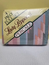 VTG Lady Pepperell Mesa Aqua Southwest FULL Set Flat Fitted Sheet + 2 Pillowcase