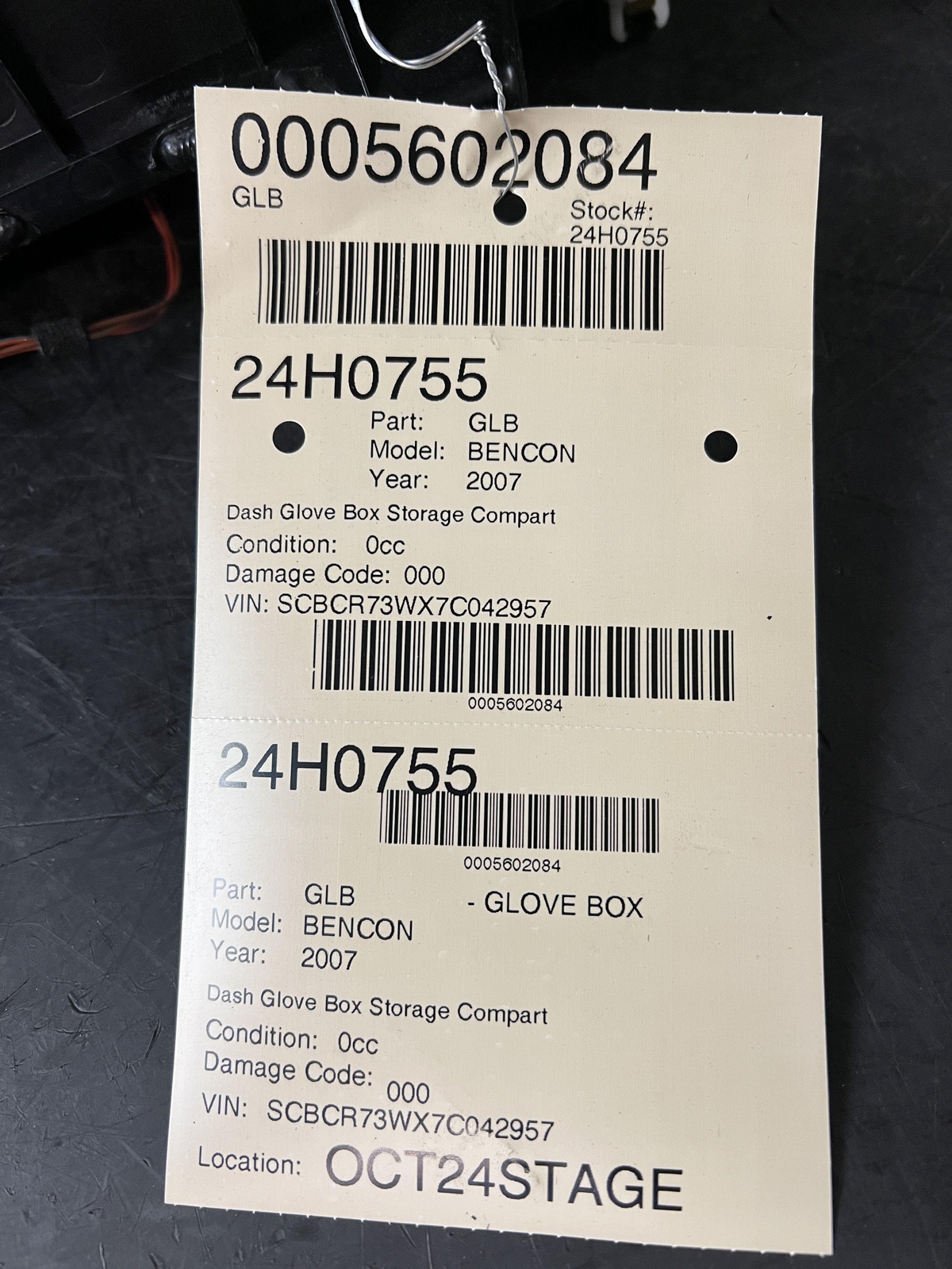 07-12 BENTLEY CONTINENTAL GT DASH GLOVE BOX STORAGE COMPARTMENT BLACK