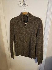 Lucky Brand Mens  1/4 Zip Pullover Knit Sweater M Medium Brown