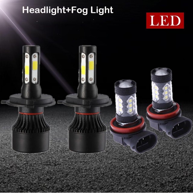 2Set COB LED Headlight Bulbs+Fog Light 6000K For Toyota Tundra 2014