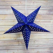 Quasimoon 24" Navy / Dark Blue Paper Star Lantern, Hanging Decoration by Pape...