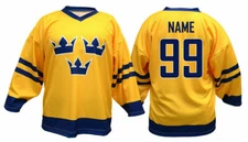 Team Sweden Ice Hockey Jersey Custom Name and Number All Stitched 2 Colors