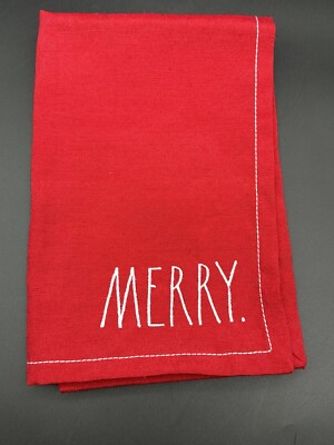Rae Dunn Red & White  Merry  Cloth Napkin-19 x18.5 