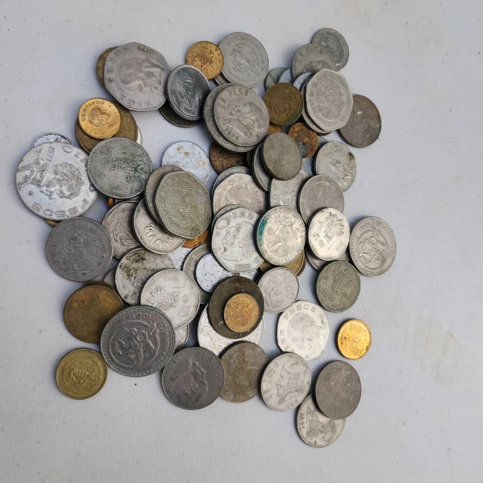 Lote a granel de monedas mexicanas de 1,5 libras de ~150 monedas de México años 70 80 90 2000 Foto 3 de 4