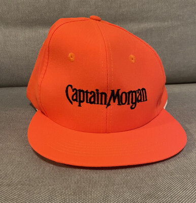 Vintage Captain Morgan Spiced Rum Neon Orange Snapback Hat Cap Dead Stock New