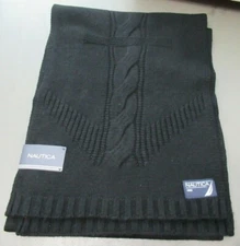 Nautica Men's Nylon/Wool Anchor Scarf, Black, One Size