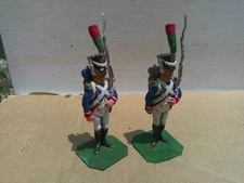 Stadden, lot of 2 Napoleonic French Infantry at attention, painted 54mm, JL