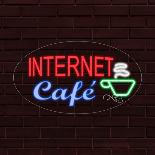 NUEVO "INTERNET CAFÉ" con LOGO OVALADO 28x16x1 PULGADAS LED VENTANA FLEX LETRERO INTERIOR 34110 - Imagen 1 de 1