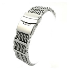 Silver 22MM Shark Mesh Watch Band Strap Wrist Bracelet Strap Stainless Steel