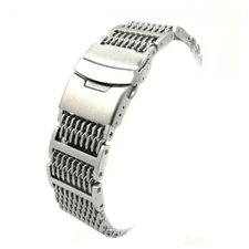 1PC 22MM Shark Mesh Watch Band Strap Wrist Bracelet Strap Stainless Steel
