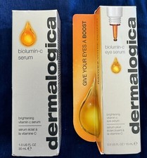 DERMALOGICA Biolumin-C. LOT OF 2 : Eye Serum 0.5 oz AND Face Serum 1 oz. NEW.