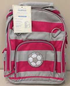 Pottery Barn Kids Gray Pink Stripe Soccer Patch Fairfax Backpack