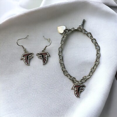 Atlanta Falcons Bracelet and Dangle Earrings - Stainless Steel & Nickel Free