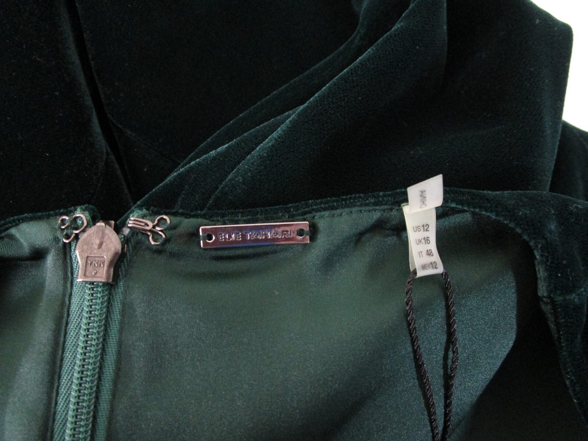 Elie Tahari Womens Dark Green Velvet Cut Out Sheath Dress Size 12 NWT $298  | eBay