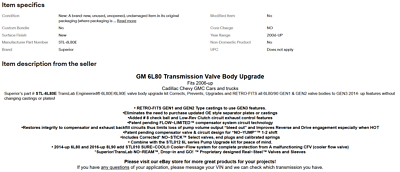 Superior 6L80 Transmission Valve Body Upgrade Kit - STL-6L80E For Improved Performance
