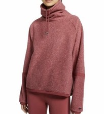 Nike Therma Fleece Size XS Pink Long Neck Hoodie Womans Funnel Neck