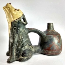 peruvian water whistling vessel - bottle - huaco silbador de agua - clay