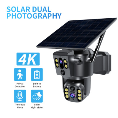 4K Outdoor FUNK WLAN WIFI IP KAMERA AUßEN Set ÜBERWACHUNGSKAMERA Solar Energie