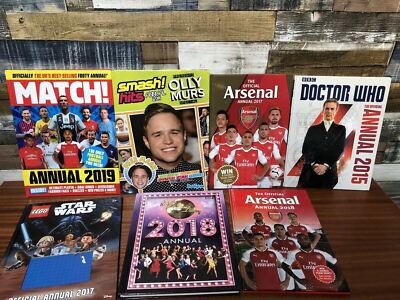 7x Kids Annual Bundle Doctor Who Arsenal FC Star Wars LEGO Match Football Good