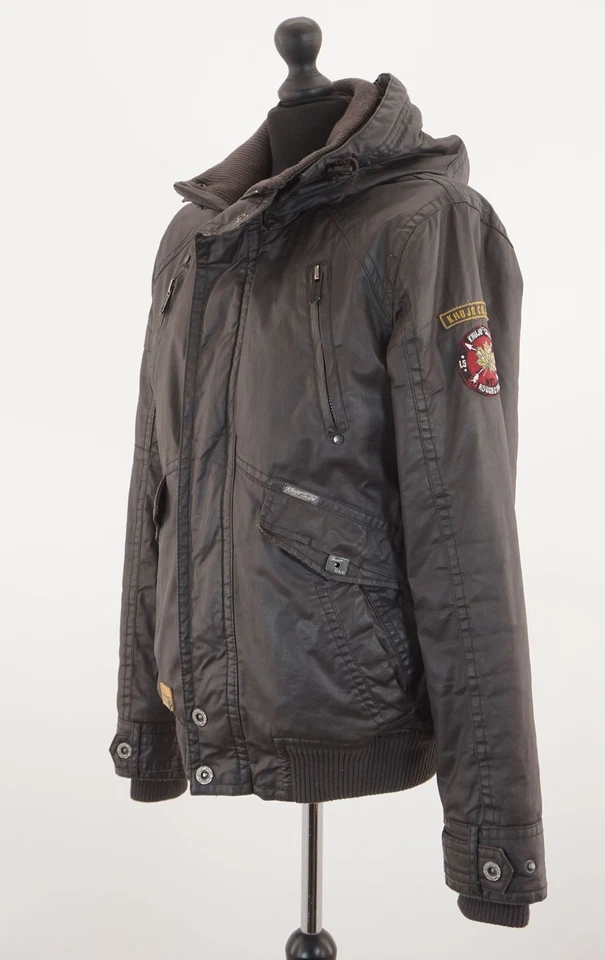 Khujo Herren Jacke Morse M braun dunkelbraun Kapuze beschichtet Baumwolle A1287 - Bild 3 von 4