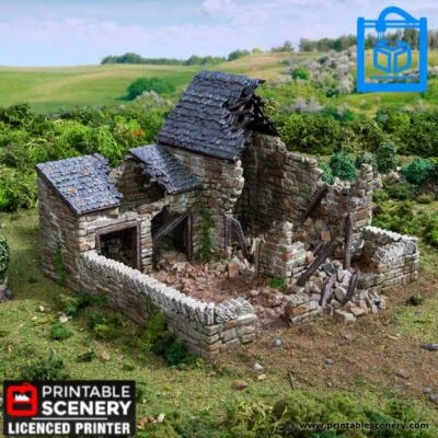 PRINTABLE SCENERY Ruined Farm Pig Pen Tabletop Gaming Terrain 3D Print 10/15/20/28/32MM